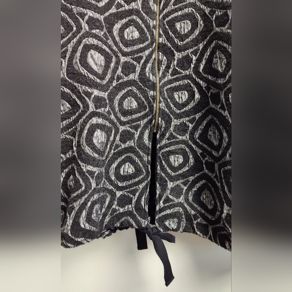 NWT Gershon Bram light wool blend coat art to wear abstract print textured black - Picture 9 of 11